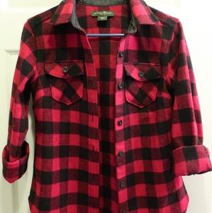 Eddie Bauer women's plaid wool button up